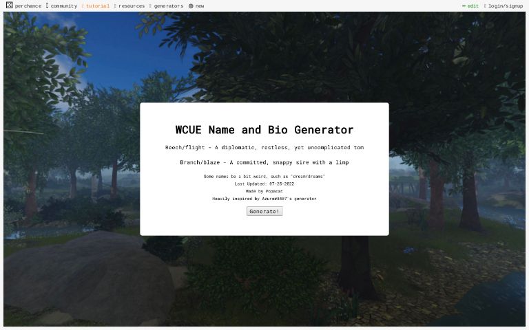 WCUE Name and Bio Generator