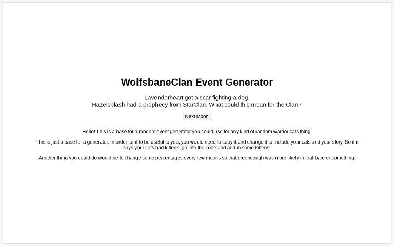 WolfsbaneClan Event Generator