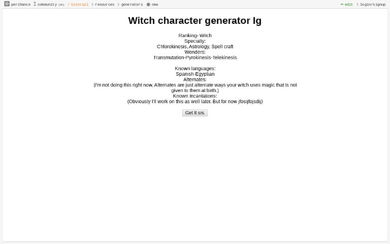 Witch character generator Ig