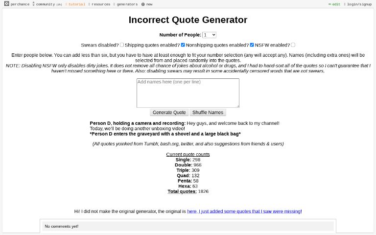 Incorrect Quote Generator