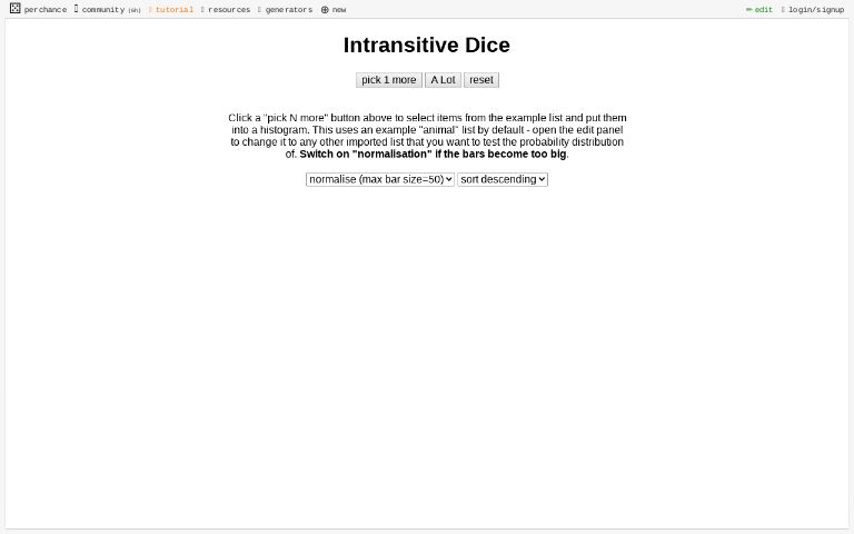 Intransitive Dice ― Perchance Generator