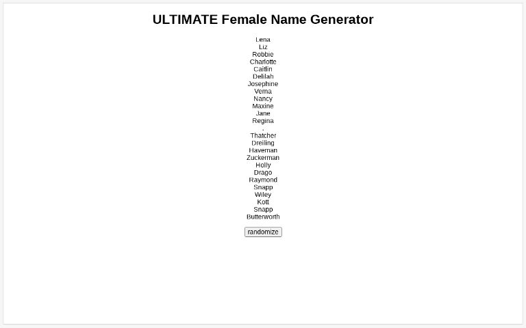 ULTIMATE Female Name Generator