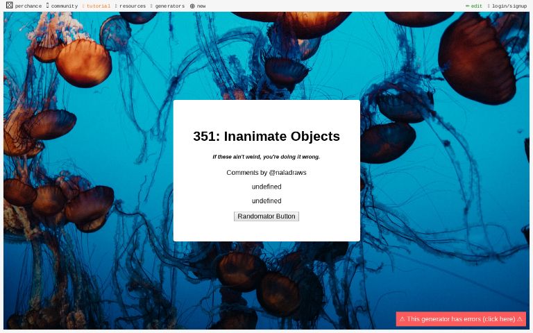 351: Inanimate Objects ― Perchance Generator