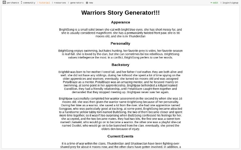 Warriors Story Generator