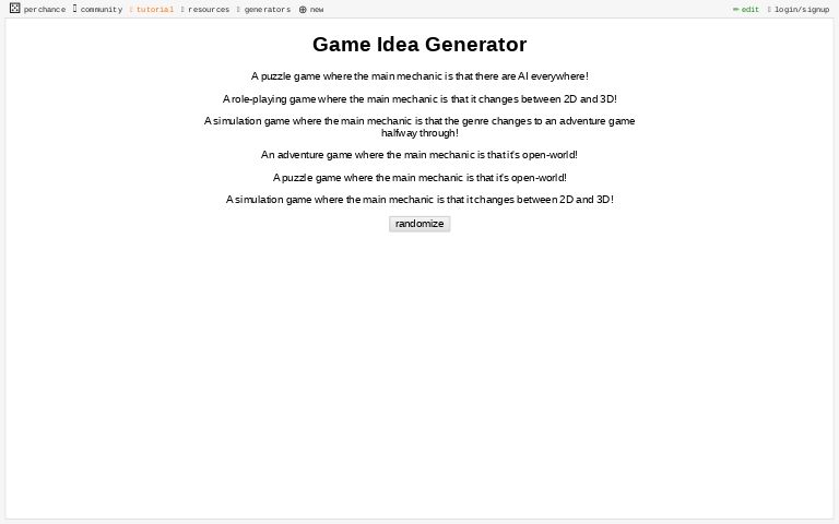 Game Idea Generator ― Perchance