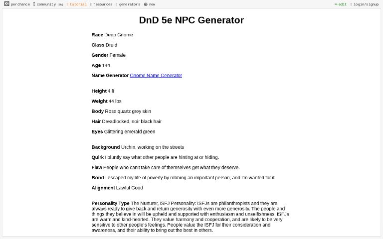 DnD 5e NPC Generator