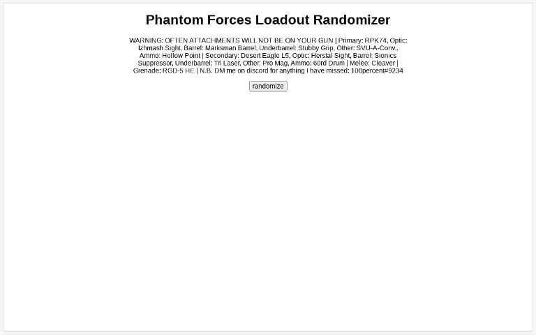 Phantom Forces Loadout Randomizer ― Perchance Generator