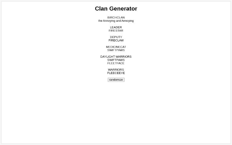 Clan Generator