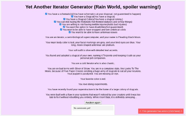 Yet Another Iterator Generator (Rain World, spoiler warning!)