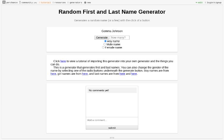 First and Last Name ― Perchance Generator