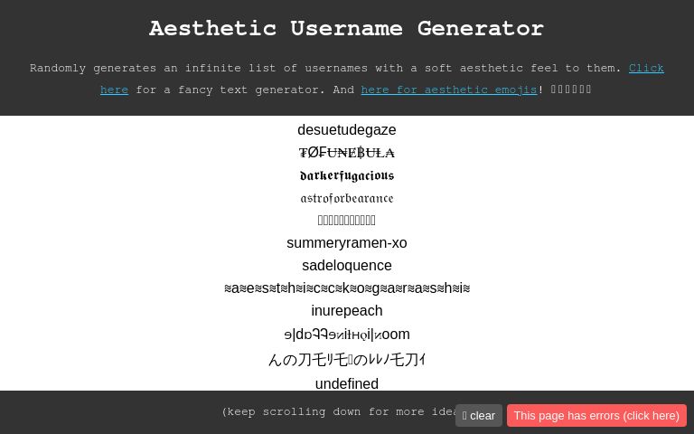 Aesthetic Username Generator