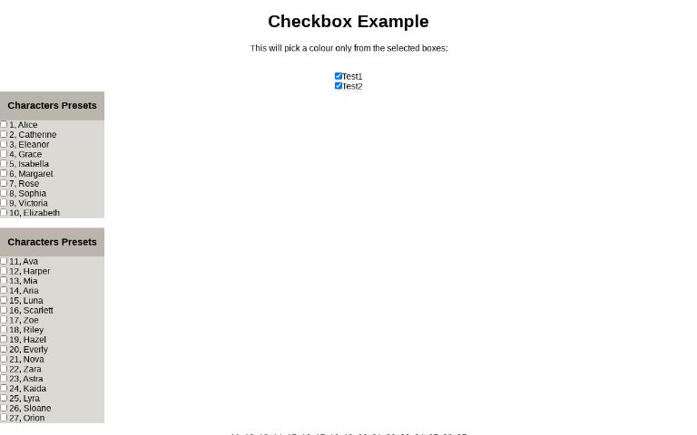 Checkbox Example ― Perchance Generator