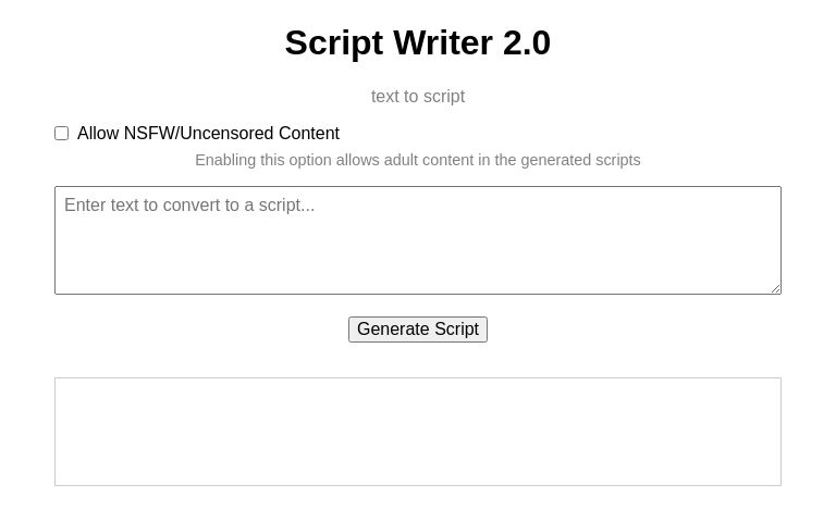 Script Writer 2.0 ― Perchance Generator