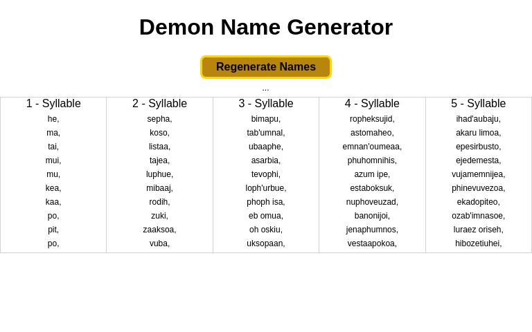 Demon Name Generator