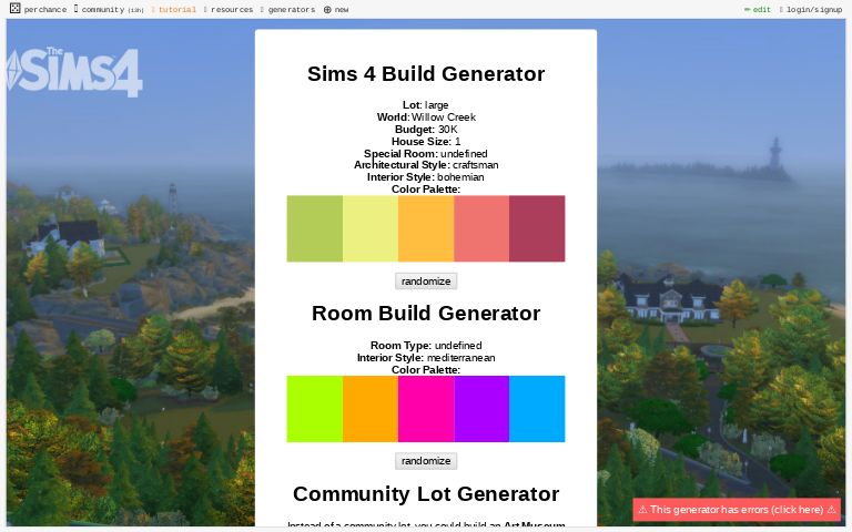 Sims 4 Build Generator