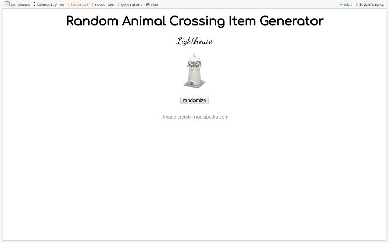Random Animal Crossing Item Generator