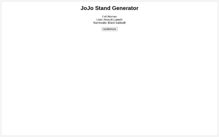 JoJo Stand Generator ― Perchance