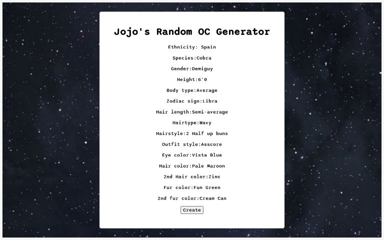 Jojo's Random OC Generator