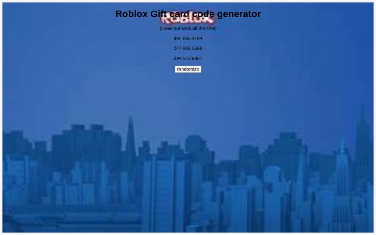 Roblox Giftcard Codes ― Perchance Generator