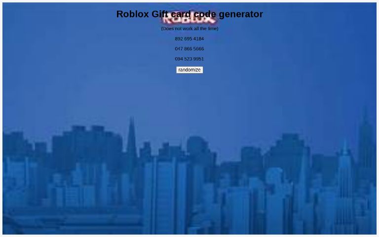 Roblox Gift card code generator