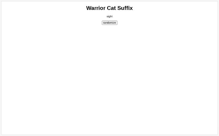 Warrior Cat Suffix ― Perchance Generator