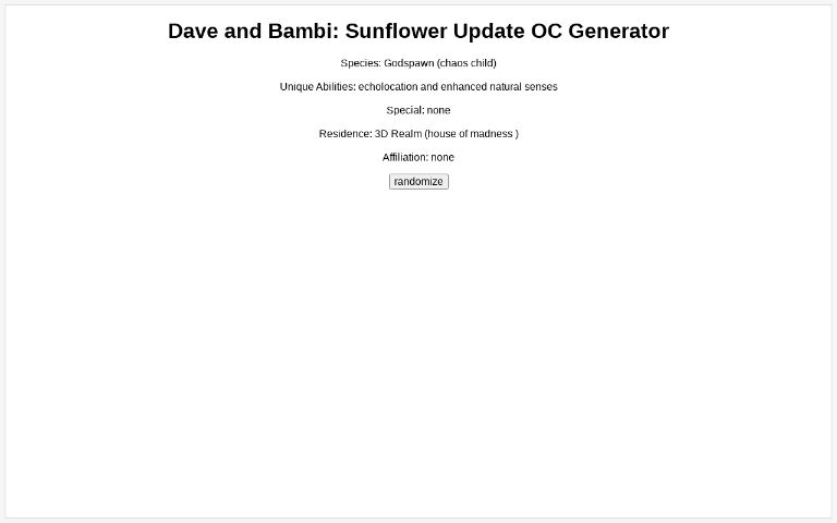 Dave and Bambi: Sunflower Update OC Generator