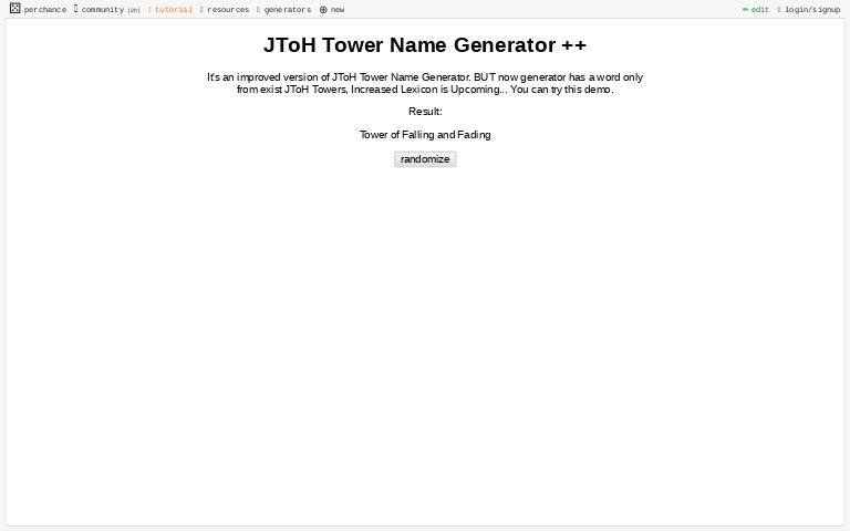 Jtoh Tower Name Generator Perchance - roblox albino terror name picker give away