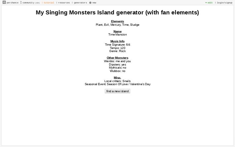 My Singing Monsters Island Generator With Fan Elements Perchance - brass monster islands roblox