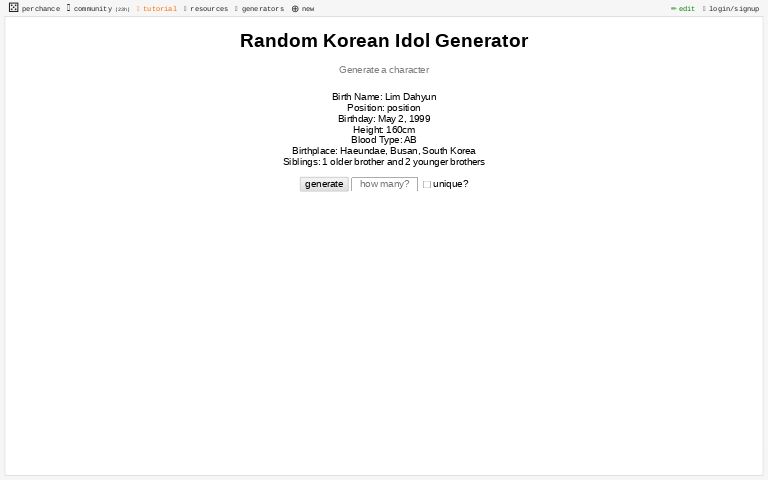 Random Korean Idol Generator Perchance Org