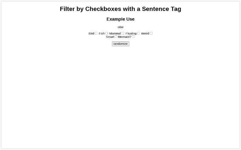Filter by Checkboxes with a Sentence Tag ― Perchance Generator