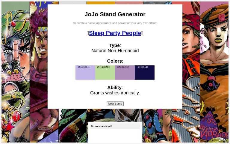 Jojo's Amazing Stand Generator, JoJo's Bizarre Adventure