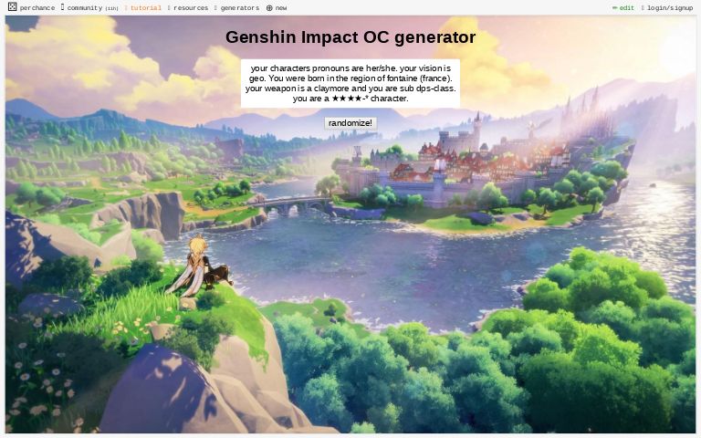 Genshin Impact OC Generator Perchance