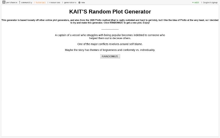 KAIT'S Random Plot Generator