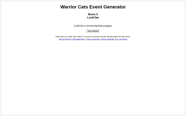 Warrior Cats Event Generator