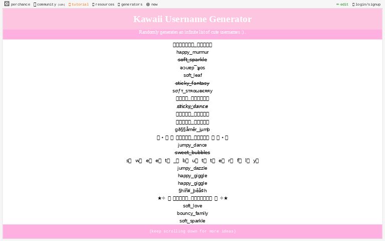 Kawaii Username Generator ― Perchance