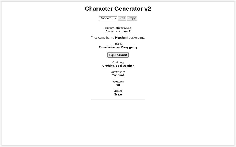 Character Generator v2