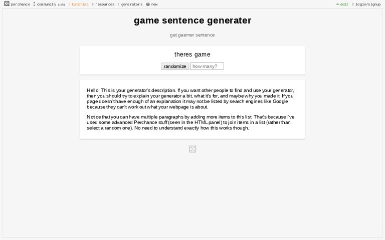 Game Sentence Generater Perchance