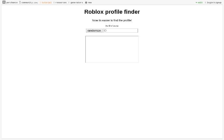 Roblox profile finder ― Perchance Generator