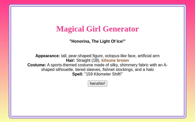 magical girl outfit generator