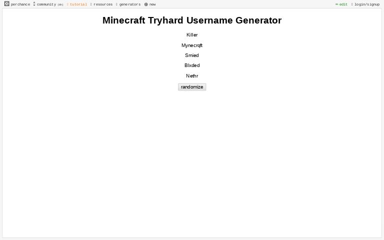 Minecraft Tryhard Username Generator Perchance