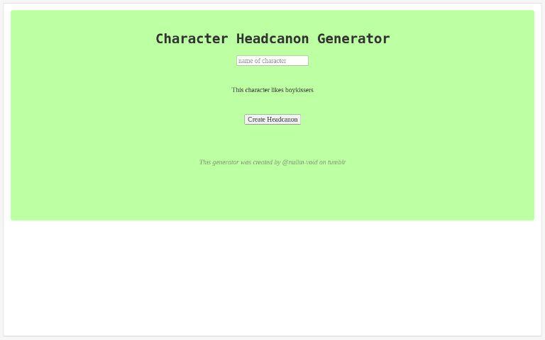 Character Headcanon Generator