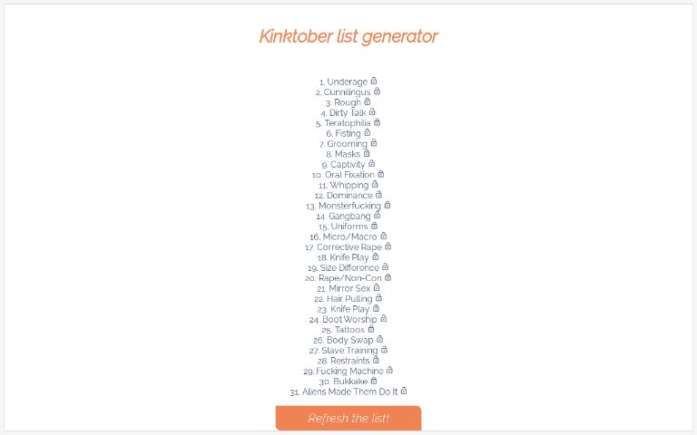 kinktober-list-generator