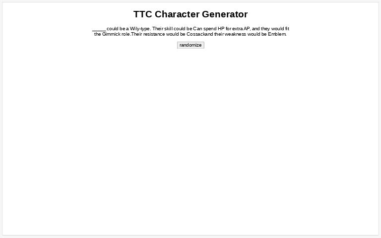 TTC Character Generator