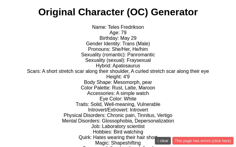 Original Character (OC) Generator