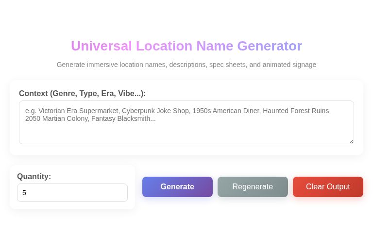 Universal Location Name Generator