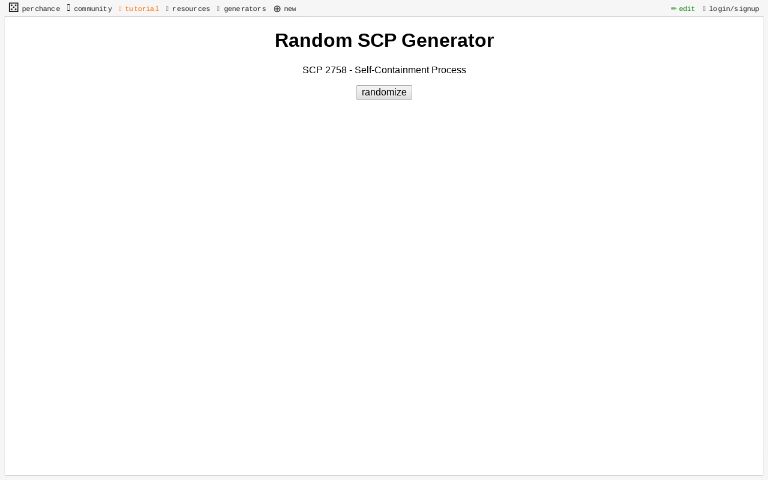 Random Scp Generator Perchance