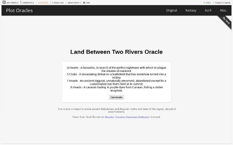 Land Between Two Rivers Oracle ― Perchance Generator