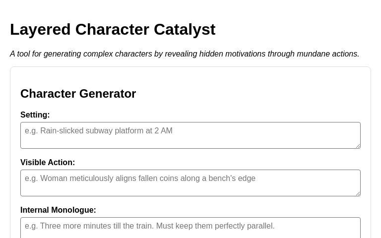 Layered Character Catalyst ― Perchance Generator