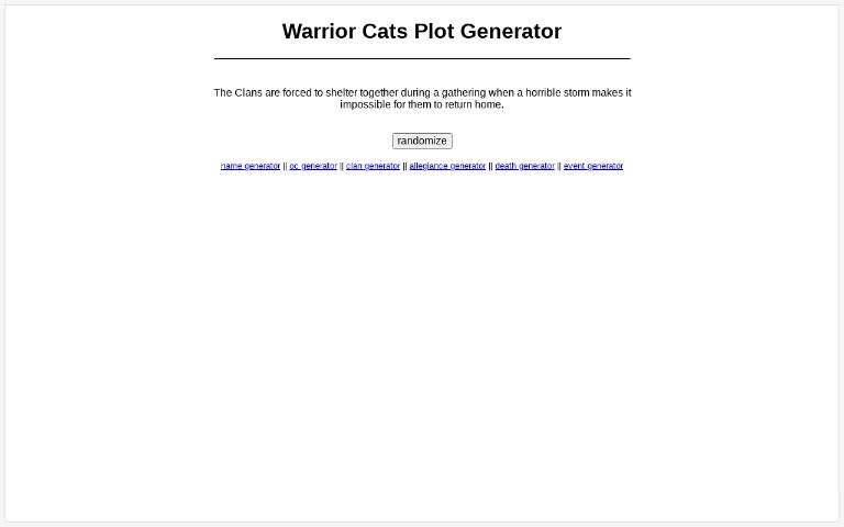 Warrior Cats Plot Generator