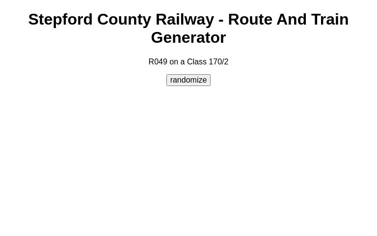 Stepford County Railway - Route And Train Generator